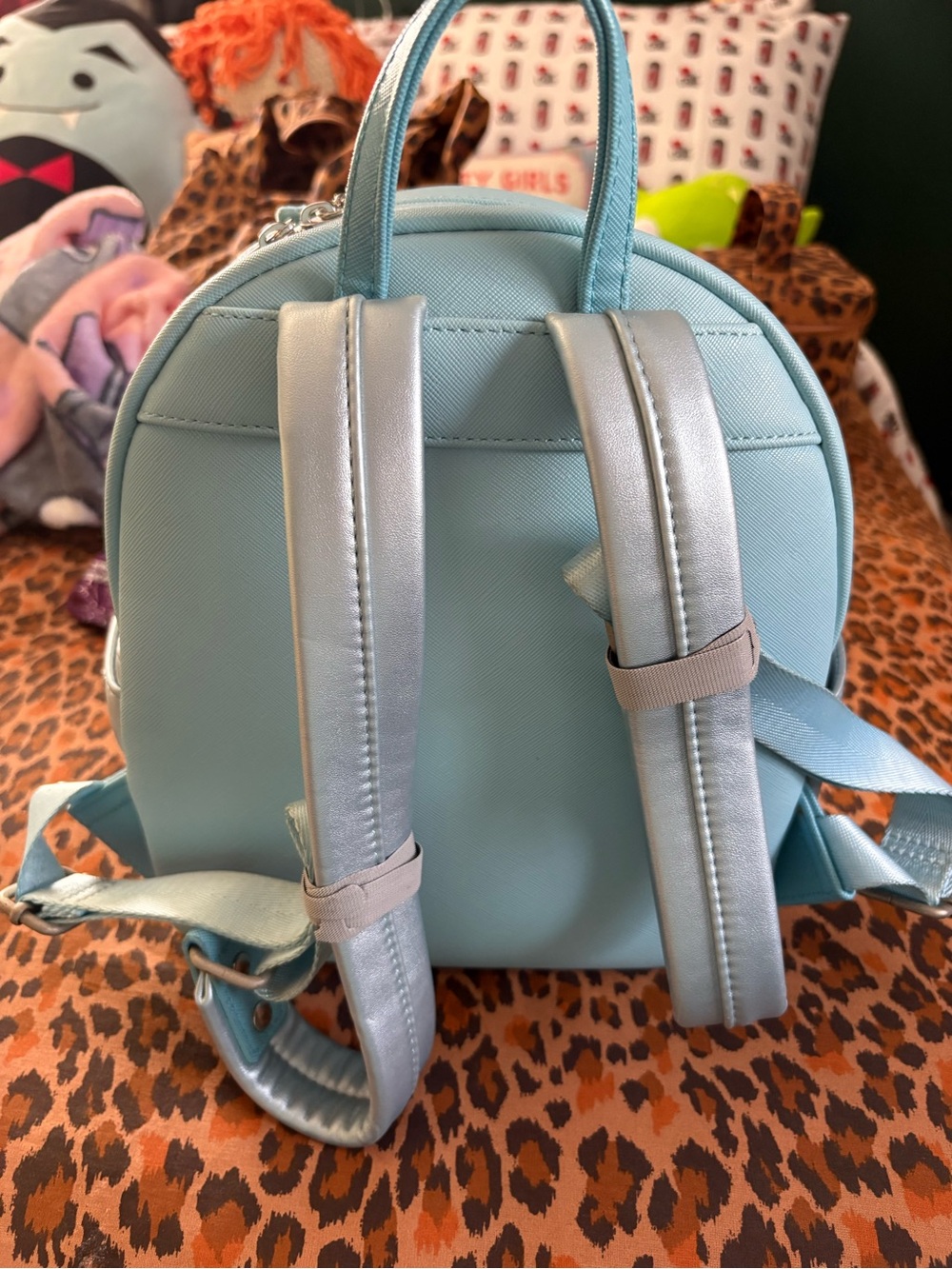 Loungefly Light Blue Velvet Bow Backpack - Picture 6 of 6